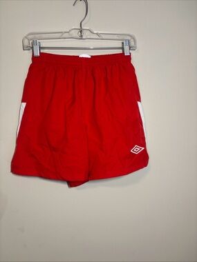 Umbro Red Athletic Shorts with White Side Panels small